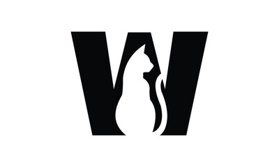 Cat and added letter W logo design for your business