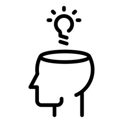 Creativity icon in line style. Intelligence icon in line style. 
An icon about a head that comes up with brilliant ideas