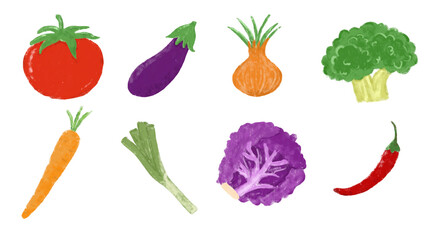 set cute hand drawn fresh vegetables crayon doodle watercolour kids illustration clipart vegetarian vegan diet healthy nursery collection png transparent background cookbook ingredient