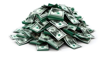 Stack of tied green dollar bills in a pile for financial concepts