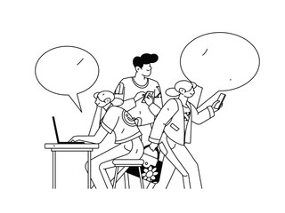 Flat vector illustration of business people operating work scene
