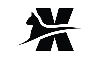 Cat and added letter X logo design for your business