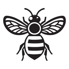 Happy Bumblebee silhouette, fluttering between wildflowers – Bumblebee illustration – Minimalist Bumblebee vector – Insect silhouette

