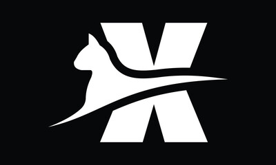 Cat and added letter X logo design for your business