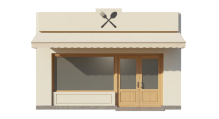 Isolated Cafe or Restaurant Front with Awning