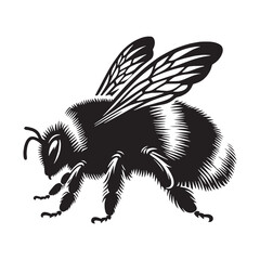 Diligent Bumblebee silhouette, always busy collecting nectar – Bumblebee illustration – Minimalist Bumblebee vector – Insect silhouette

