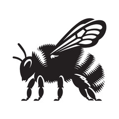 Iconic Bumblebee silhouette, a familiar sight in spring – Bumblebee illustration – Minimalist Bumblebee vector – Insect silhouette

