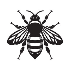 Chubby Bumblebee silhouette, fluttering with grace and charm – Bumblebee illustration – Minimalist Bumblebee vector – Insect silhouette

