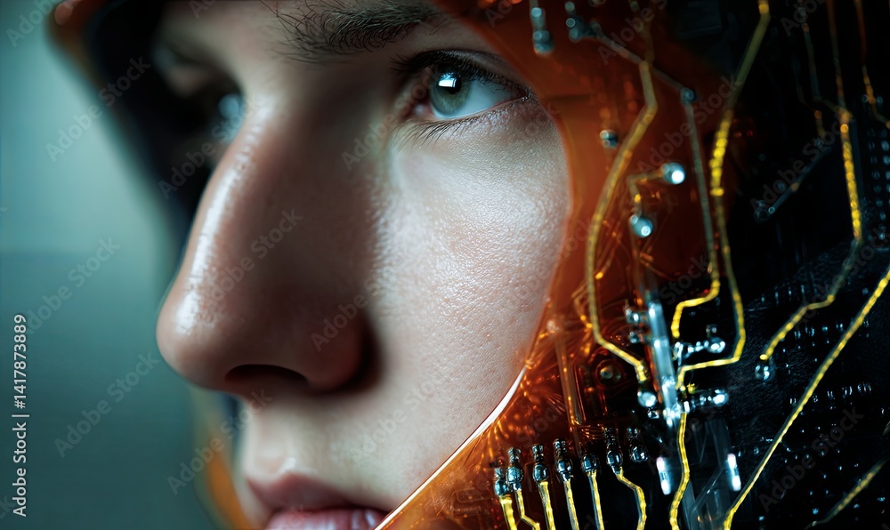 Aufkleber fuse technology and humanity with a circuit-embedded helmet