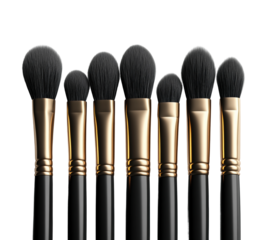 Artistic makeup brushes set isolated on transparent background