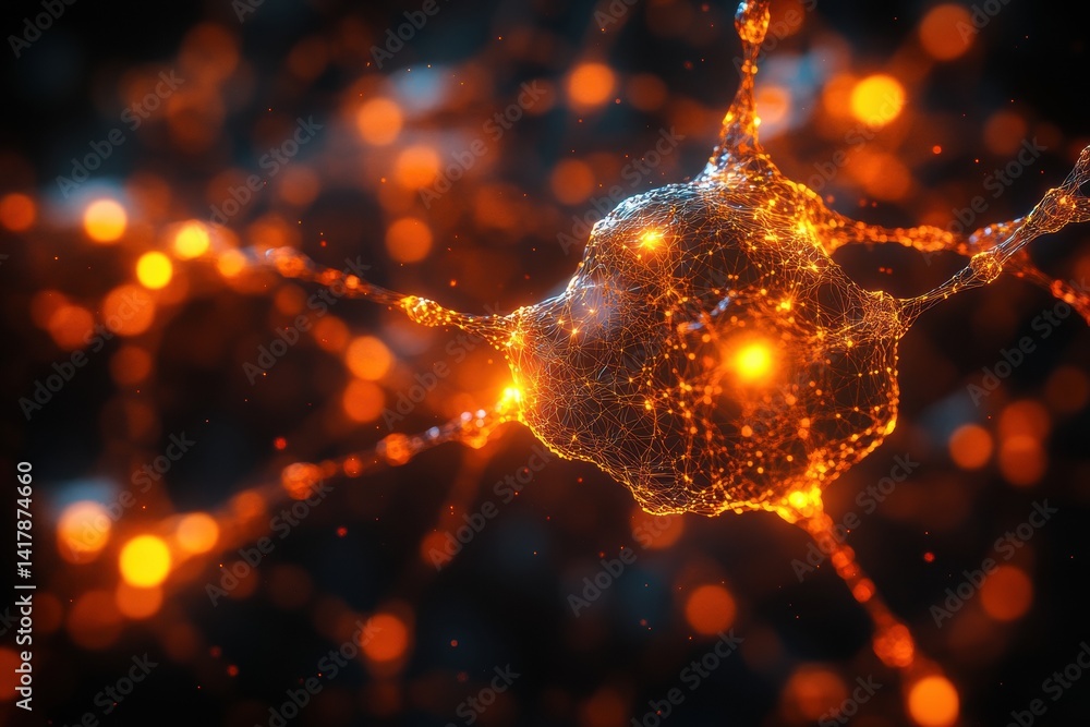 Poster A neuron under a microscope.