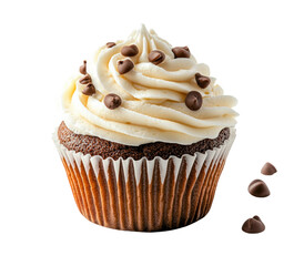 Bright chocolate chip cupcakes a delightful dessert experience isolated on transparent background