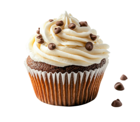 Bright chocolate chip cupcakes a delightful dessert experience isolated on transparent background