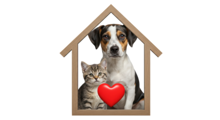 Isolated Cat Dog Heart Home Pet Love