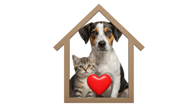 Isolated Cat Dog Heart Home Pet Love - Powered by Adobe