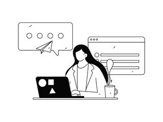 Flat vector illustration of business people operating work scene
