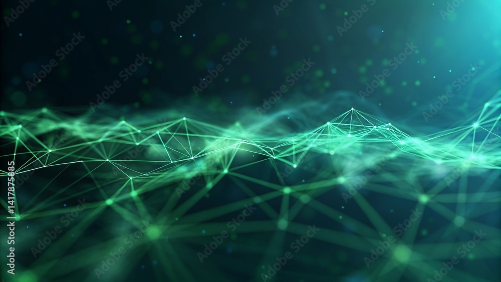 Aufkleber digital technology banner green blue background, created with futuristic elements, data flow, circui