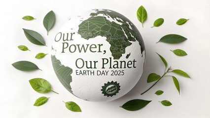 Illustration of Earth day 2025 thememed celebration : Our power, our planet. Green energy concept with renewable energy icons. Best for mother earth day and environment day 2025.
