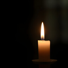 Minimal Lit Candle on Clear Background with Soft Glow - Burning Candle