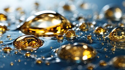 Close-up image of a surface covered with small, round bubbles in various sizes. The bubbles are set against a light golden background