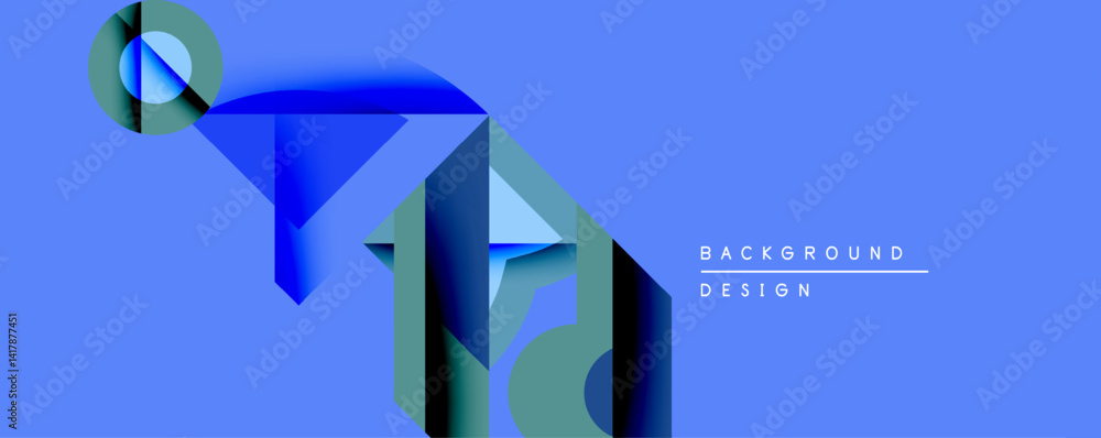 Aufkleber abstract geometric shapes, blue gradients, modern design. minimalist composition creates dynamic vis