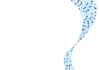 ハート柄の背景 青系の3色 フチと単色 ハート