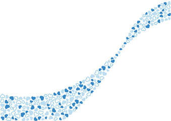ハート柄の背景 青系の3色 フチと単色 ハート