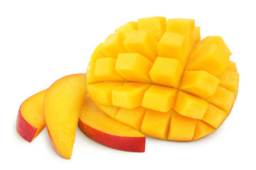 mango slices isolated on white background with full depth of field