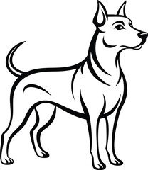 Dog silhouette, Dog silhouette icon, Pet dog outline, Canine side view graphic, Dog vector illustration, Animal silhouette design