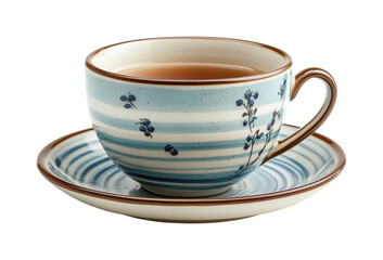 Tea time elegance beautiful cup with saucer home isolated on transparent background