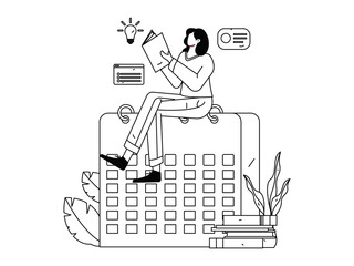 Flat vector illustration of business people operating work scene
