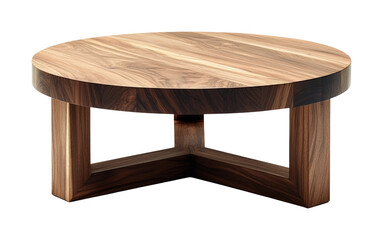 Stylish wooden coffee table modern living room furniture top view isolated on transparent background
