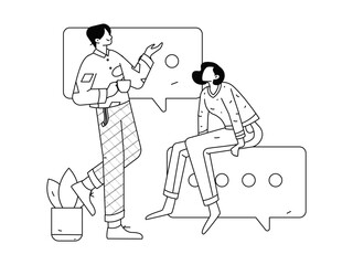 Flat vector illustration of business people operating work scene
