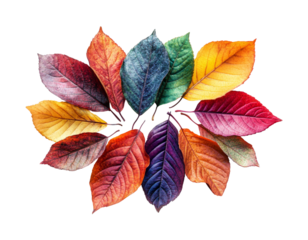 Vibrant autumn leaves display nature colorful arrangement isolated on transparent background