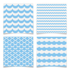 Set of Nautical and Sea Themed Seamless Patterns. © Viktoria