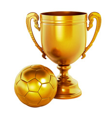Gold trophy cup on transparent background.