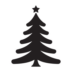 Minimalist Vector Black silhouettes Christmas Tree Icon. with white background