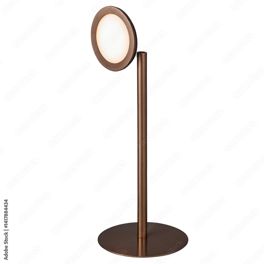 Poster contemporary floor lamp with a circular shade and sleek, minimalist design on a transparent backgrou