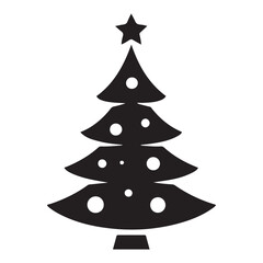 Minimalist Vector Black silhouettes Christmas Tree Icon. with white background