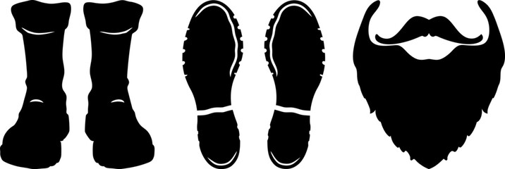 Boots Footprints Beard Man Silhouette Graphic Design Element