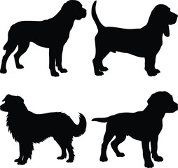 Four Dog Silhouettes Collection Perfect for Pet Designs Websites Logos and More