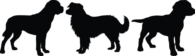 Three Dog Silhouettes Set Perfect for Pet Lovers Designs