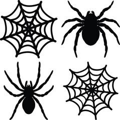 Halloween Spider Web Clipart Set Black Silhouettes for Design Projects