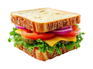 Peel and stick wall murals Delicious sandwich layers with fresh ingredients food isolated on transparent background