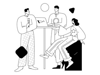 Flat vector illustration of business people operating work scene
