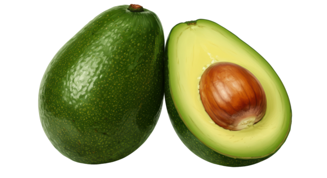 Isolated Sliced Avocado with Pit Fresh and Healthy