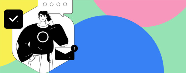 Flat vector illustration of business people operating work scene
