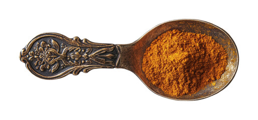 Adding flavor with turmeric powder kitchen food bright isolated on transparent background