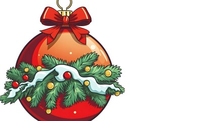 Cartoon Christmas Bauble with Thought Bubble: Festive Holiday Greeting Concept