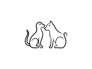 Line art hand pets animal care logo symbol design illustration,Line Of Head Pet Logo Design, Pet Care Logo,creative logo design Dog and Cat vector template.